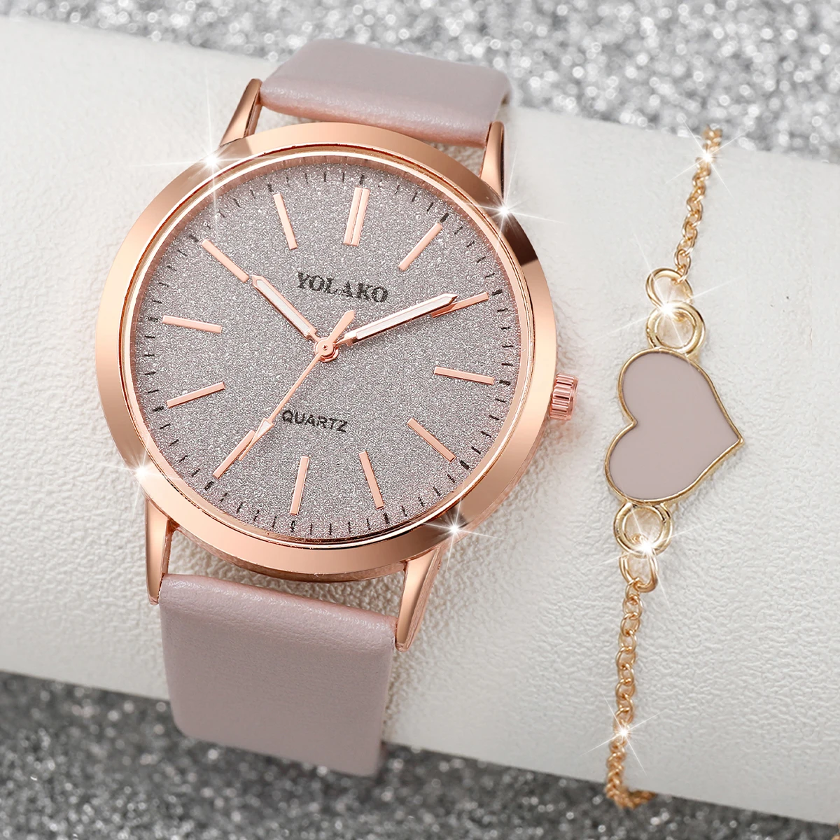 Open Heart Watch - 2 Buah/Set Jam Tangan Wanita Modis