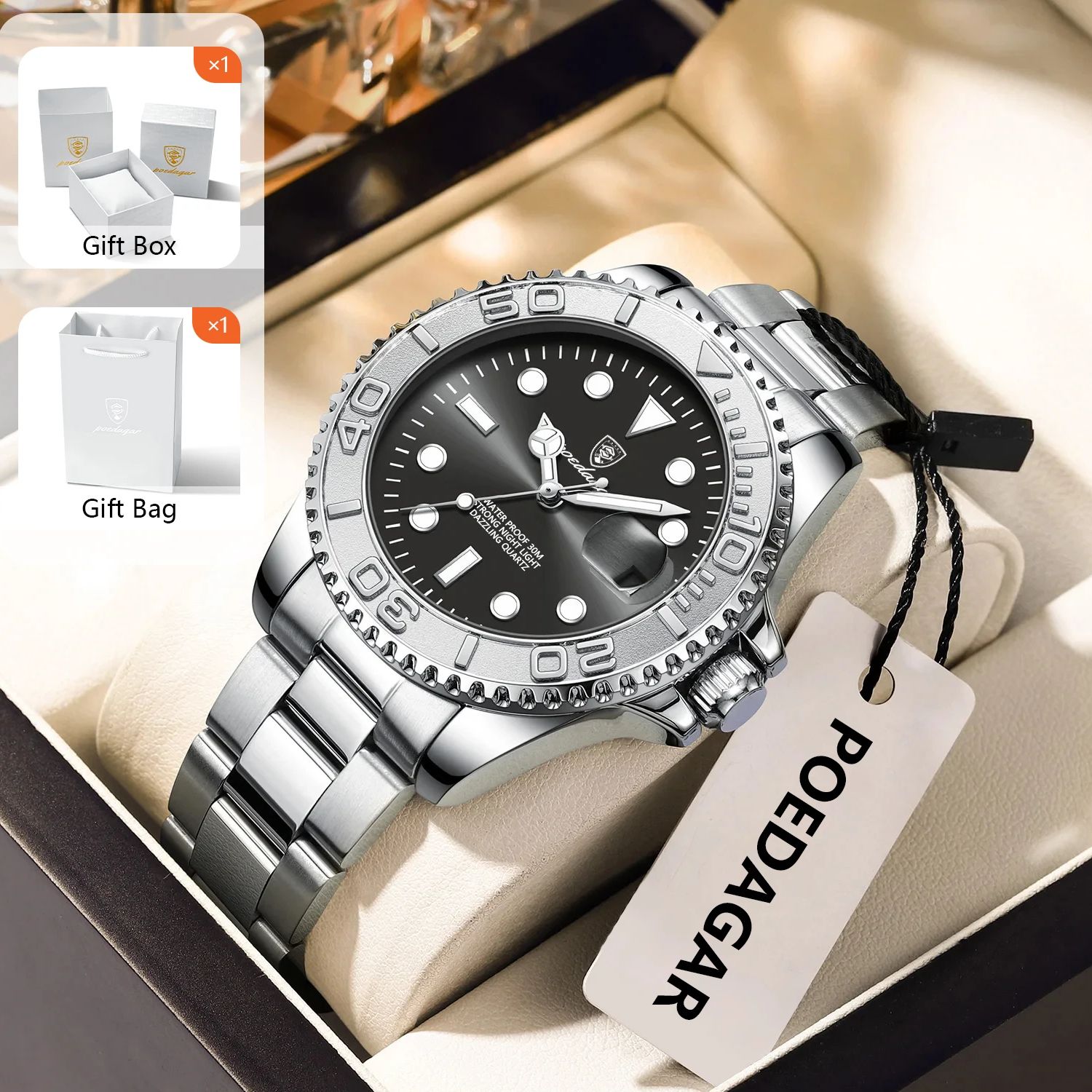 Luxury Watch And Bracelet - POEDAGAR Jam Tangan Pria Olahraga Trendi