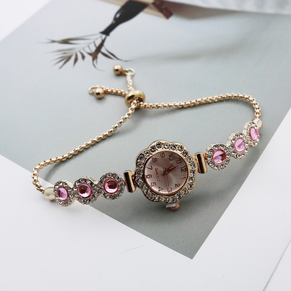 Open Heart Watch - Jam Tangan Kuarsa Wanita Berlian Imitasi