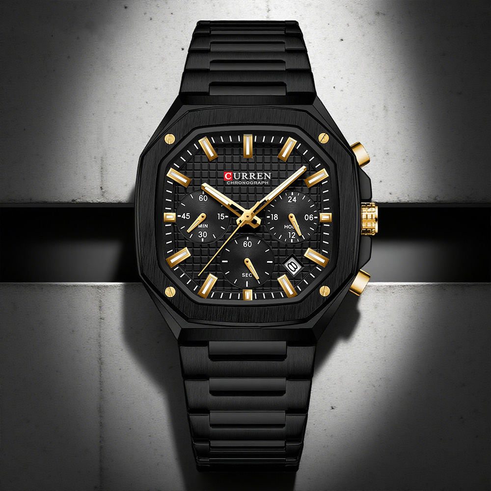 Luxury Watch And Bracelet - CURREN Jam Tangan Chrono Persegi Mewah