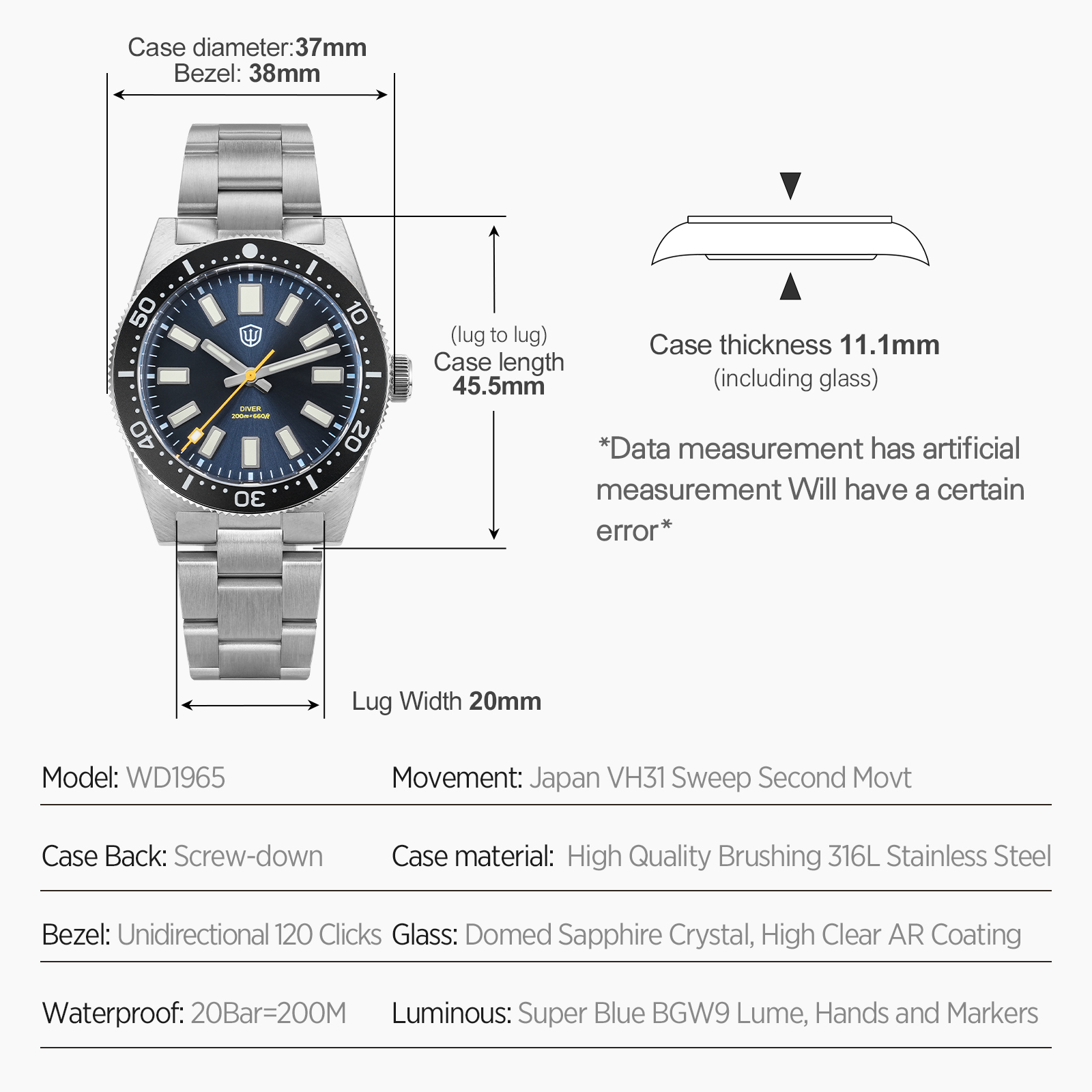 Jam Tangan Pria Watchdives 37M - Luxury Watch And Bracelet ulasan dan harga
