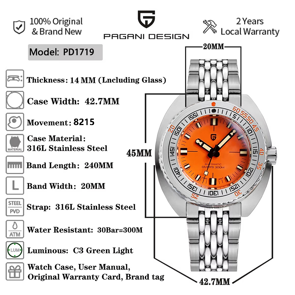 Jam Tangan Mekanis Pria Pagani - Diver Watch 300M ulasan dan harga