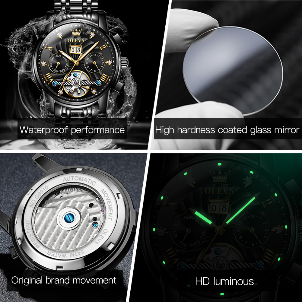 OLEVS jam tangan otomatis penu - Open Heart Watch ulasan dan harga
