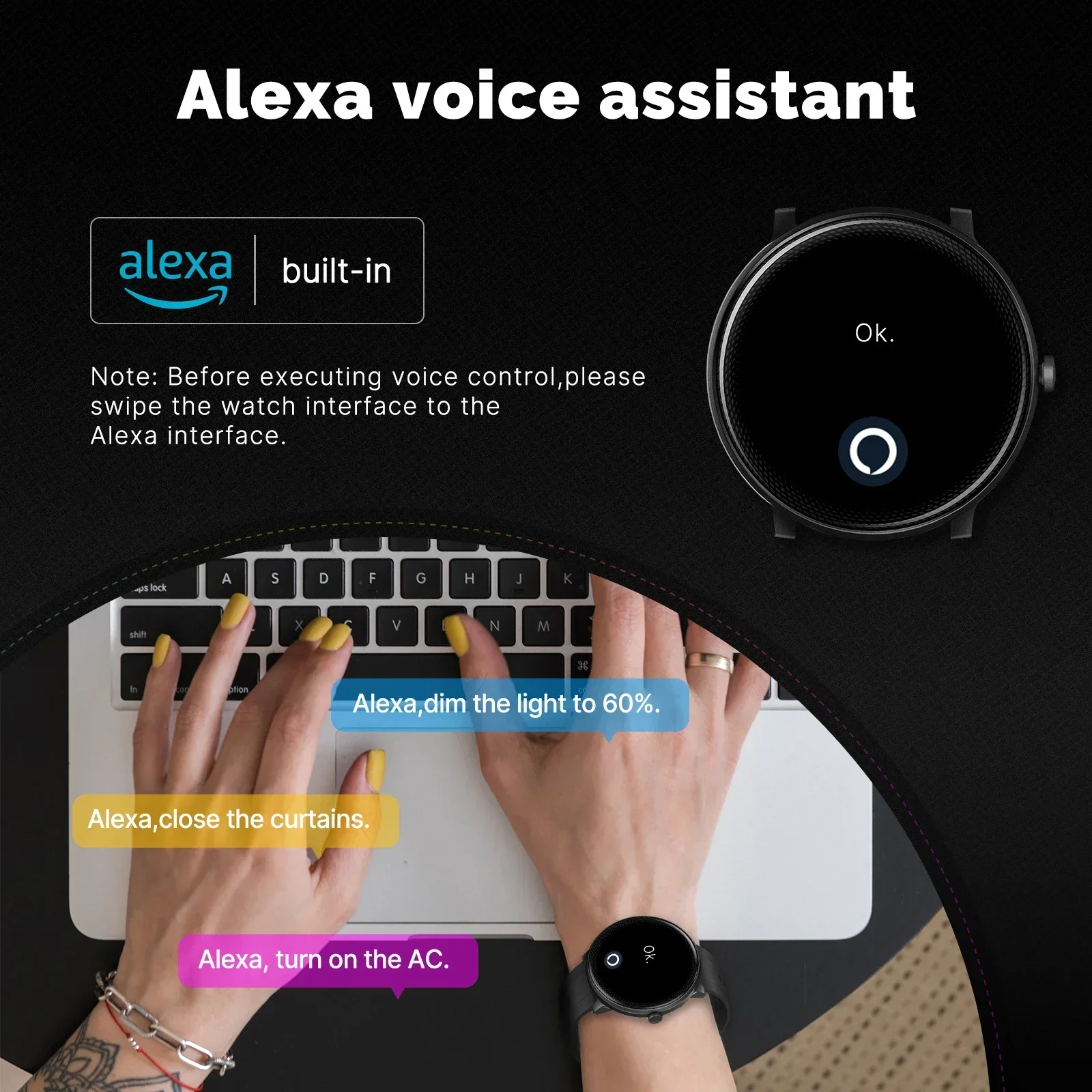 MOES jam tangan pintar Alexa p - Open Heart Watch ulasan dan harga