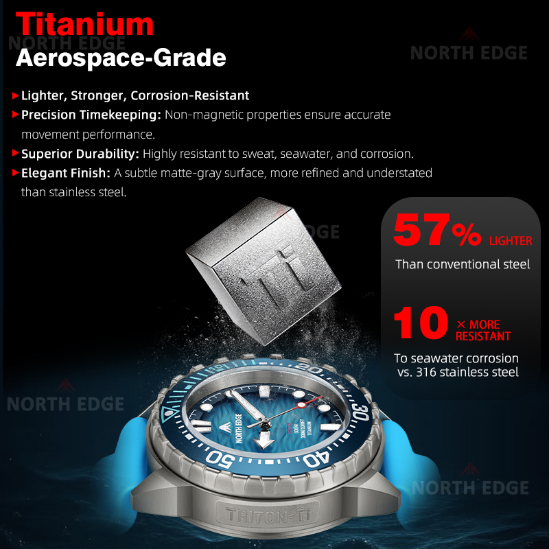 NORTH EDGE TRITON-TI Jam Tanga - Diver Watch 300M ulasan dan harga